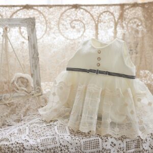 【現品70㎝】ベビーロンパースドレスRB-829　アイボリー