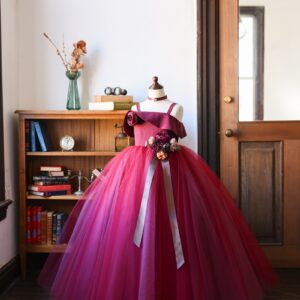 ロングドレスR-113　ワイン