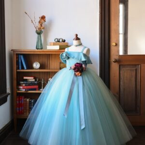 【現品120cm】ロングドレスR-113　ブルー