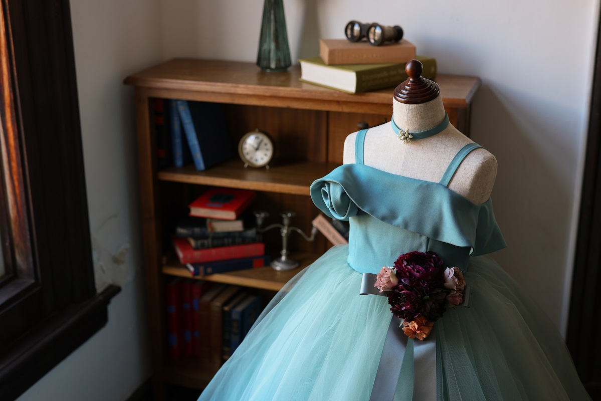 【現品120cm】ロングドレスR-113 ブルー - 画像 (5)