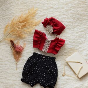 【現品70㎝】フード・スタイ・パンツset　RB-46　レッド