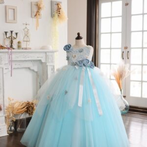 【現品120㎝】ロングドレスR-112　ブルー