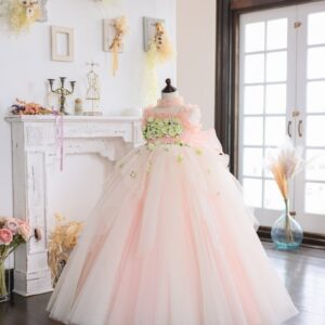 ロングドレスR-124　サーモンピンク