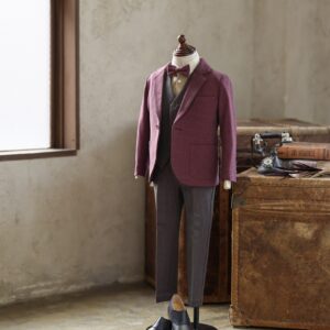 【現品160㎝】キッズタキシード　B-247①　ワインレッド