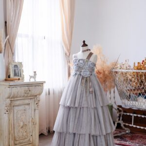 ロングドレスR-104　グレー