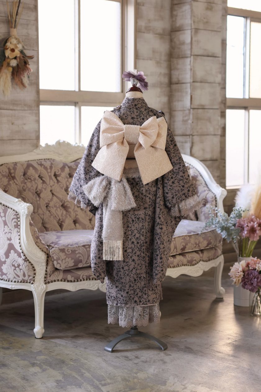 【アウトレット】ロココ・ガーリィ 7歳きものフルセット -Rococo Girly-【ブラウン】 - 画像 (4)