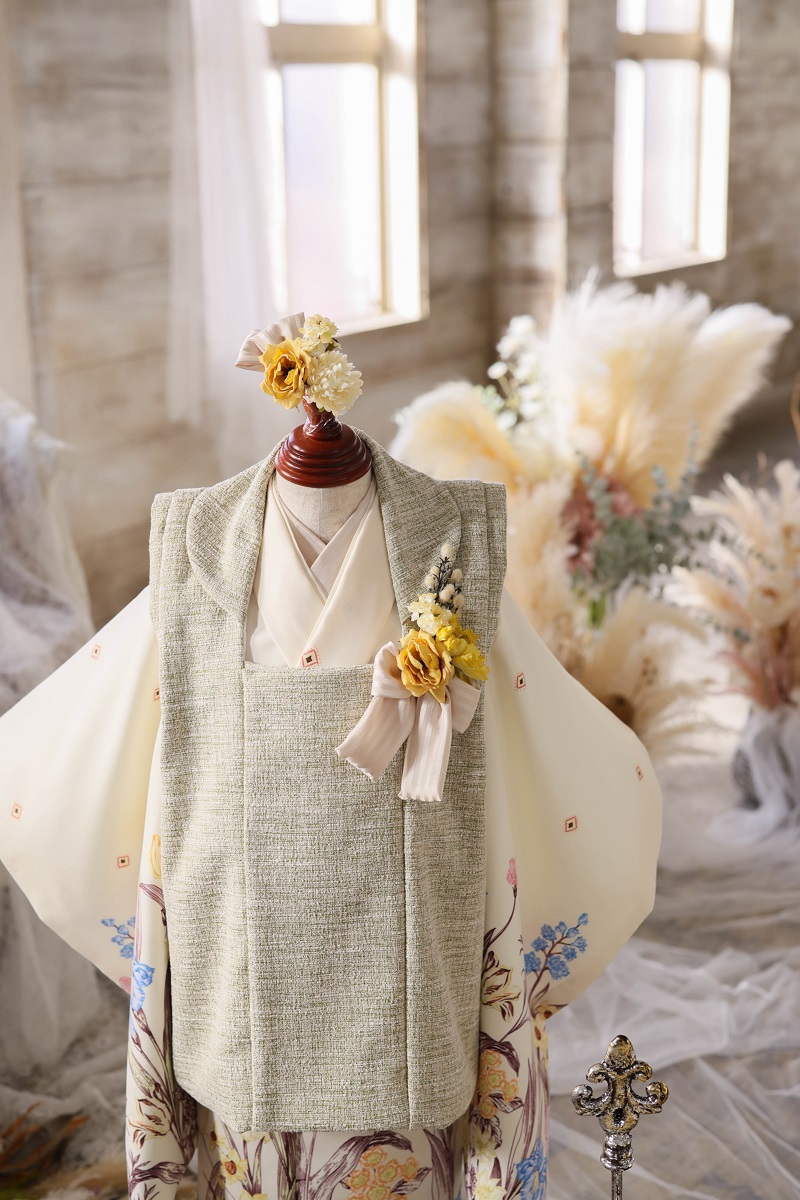 【現品】アンティークガーデン 3歳被布ｾｯﾄ RC722-A　【ｸﾘｰﾑ】 - 画像 (8)