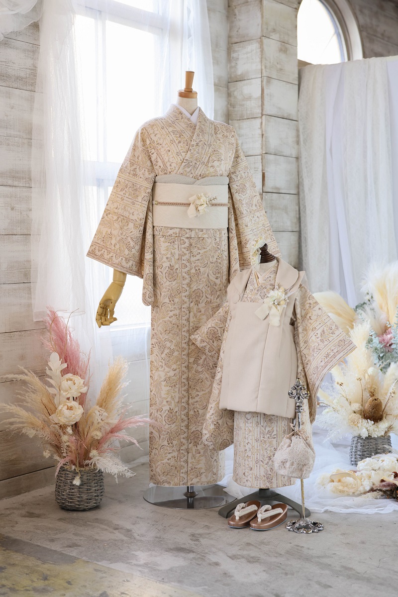 【現品】プロヴァンス リンクコーデ3歳被布ｾｯﾄ RC742-A【ﾍﾞｰｼﾞｭ】 - 画像 (5)