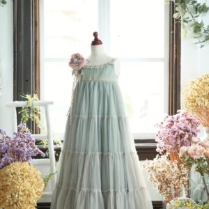 ロングドレスR-093　グリーン