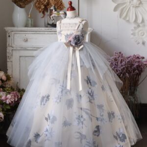 ロングドレスR-090　グレー