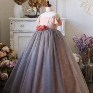 ロングドレスR-091　サーモンピンク