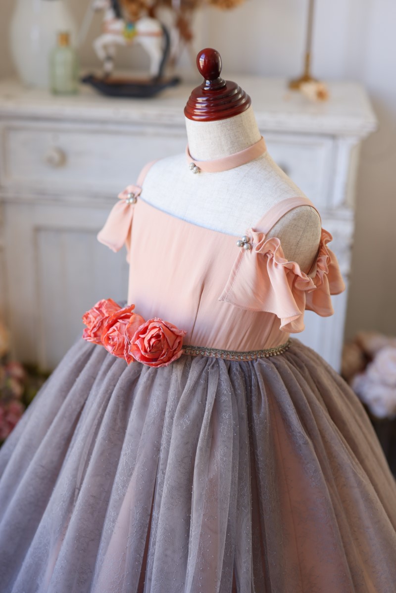 ロングドレスR-091 サーモンピンク - 画像 (3)