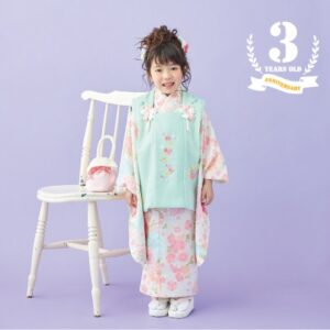 式部浪漫3歳女児被布セット 梅疋田24【アイボリー】