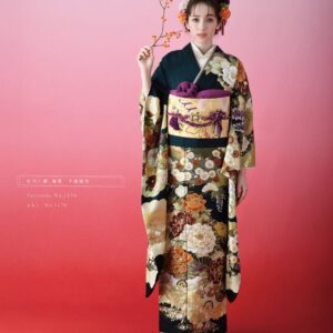 2026正絹振袖 ひいな №1176 -千鳥緑色-