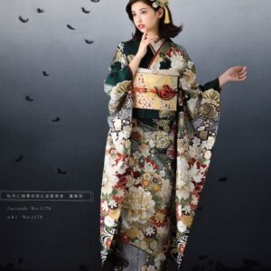 2026正絹振袖　ひいな　№1178　-常盤色-