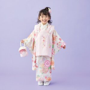 式部浪漫3歳女児被布セット 雪輪21【アイボリー】