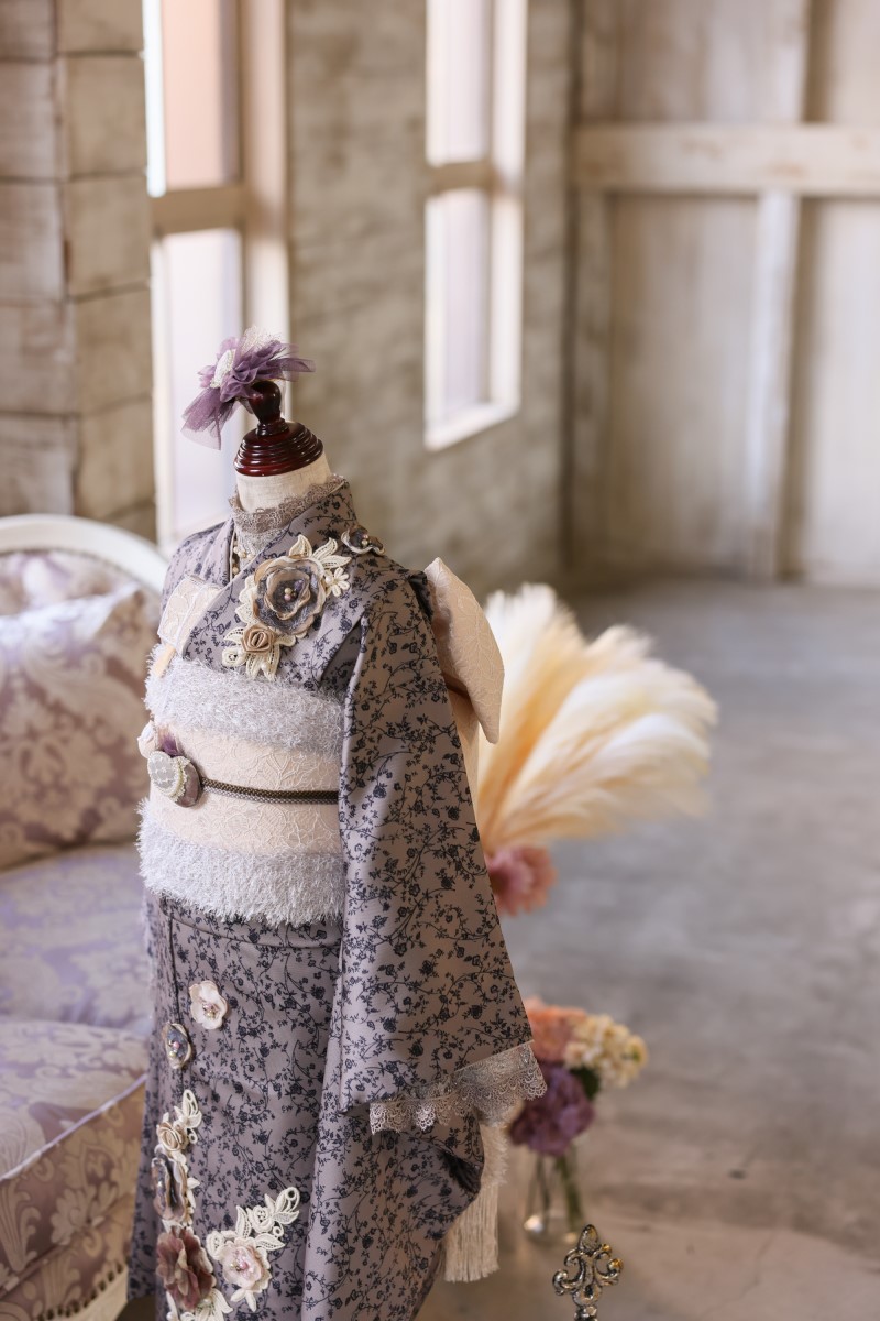 【アウトレット】ロココ・ガーリィ 7歳きものフルセット -Rococo Girly-【ブラウン】 - 画像 (6)