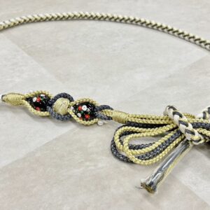 帯〆組みひもトンボ玉 白紺 TOJ-2409b