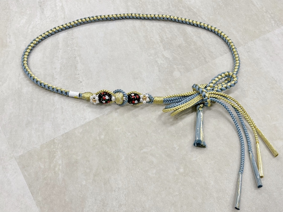 帯〆組みひもトンボ玉　ブルー　TOJ-2409ｆ - 画像 (5)