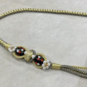 帯〆組みひもトンボ玉 グレー TOJ-2409g