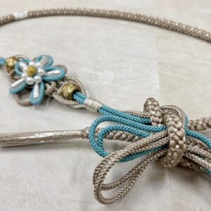 帯〆組みひも 花細工×トンボ玉 ベージュ TOJ-2409L