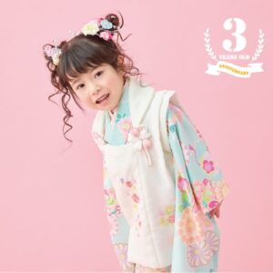 式部浪漫3歳女児被布セット 雪輪23【ブルー】