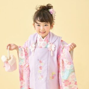 式部浪漫3歳女児被布セット 梅疋田28【藤色】