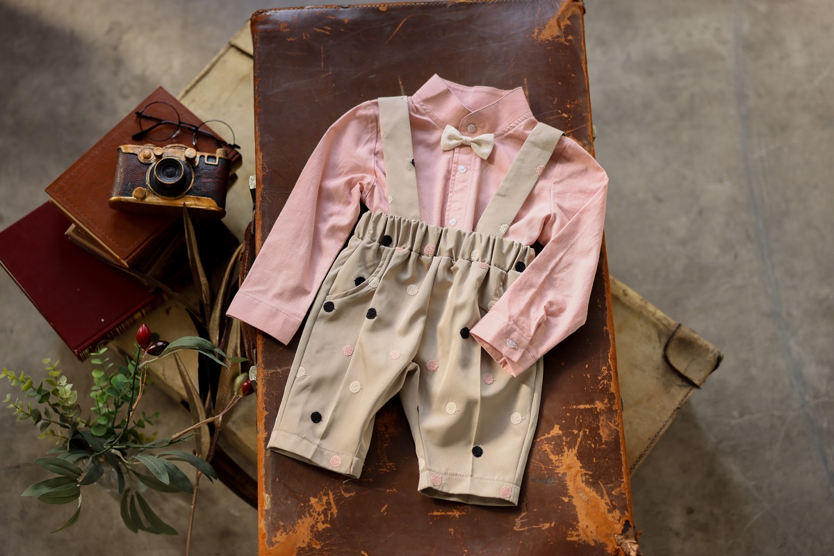 【現品80㎝】ベビータキシード　RTB-028　ピンク×ベージュ