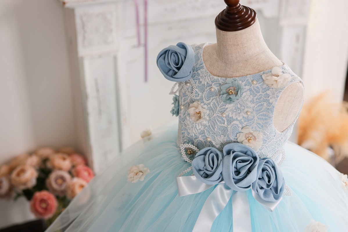 【現品120㎝】ロングドレスR-112 ブルー - 画像 (10)