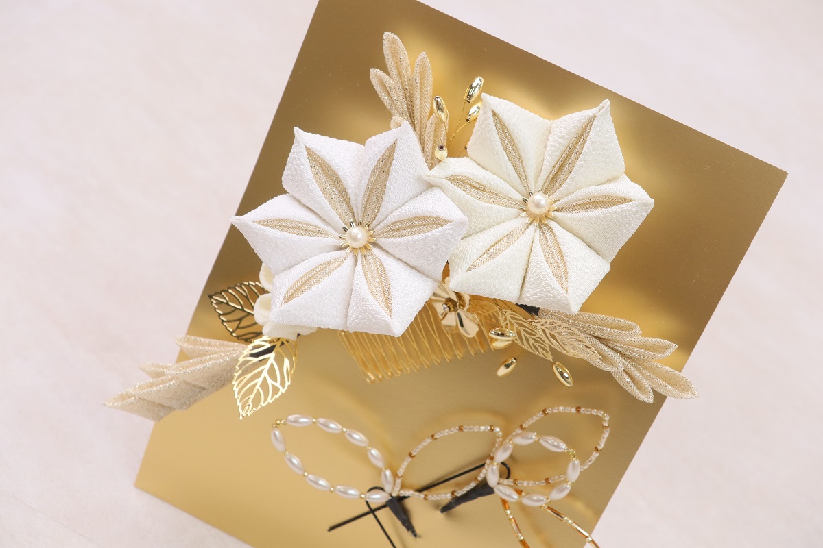 髪飾り大人用　つまみ　RCH0624-a白金 - 画像 (6)