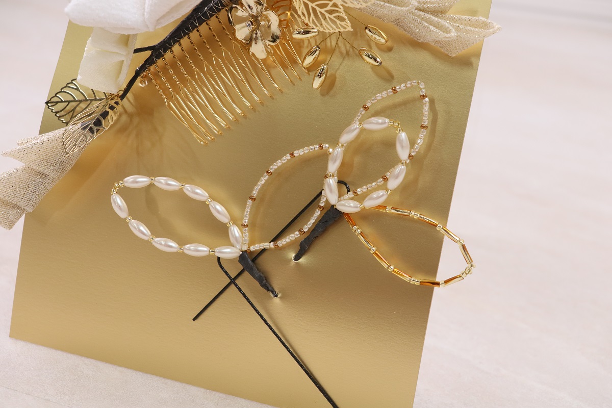 髪飾り大人用　つまみ　RCH0624-a白金 - 画像 (7)