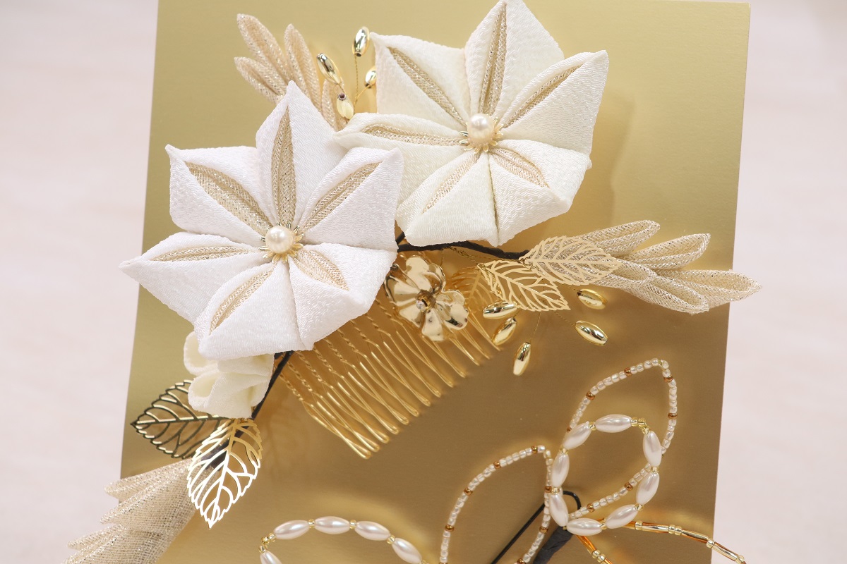 髪飾り大人用　つまみ　RCH0624-a白金 - 画像 (8)