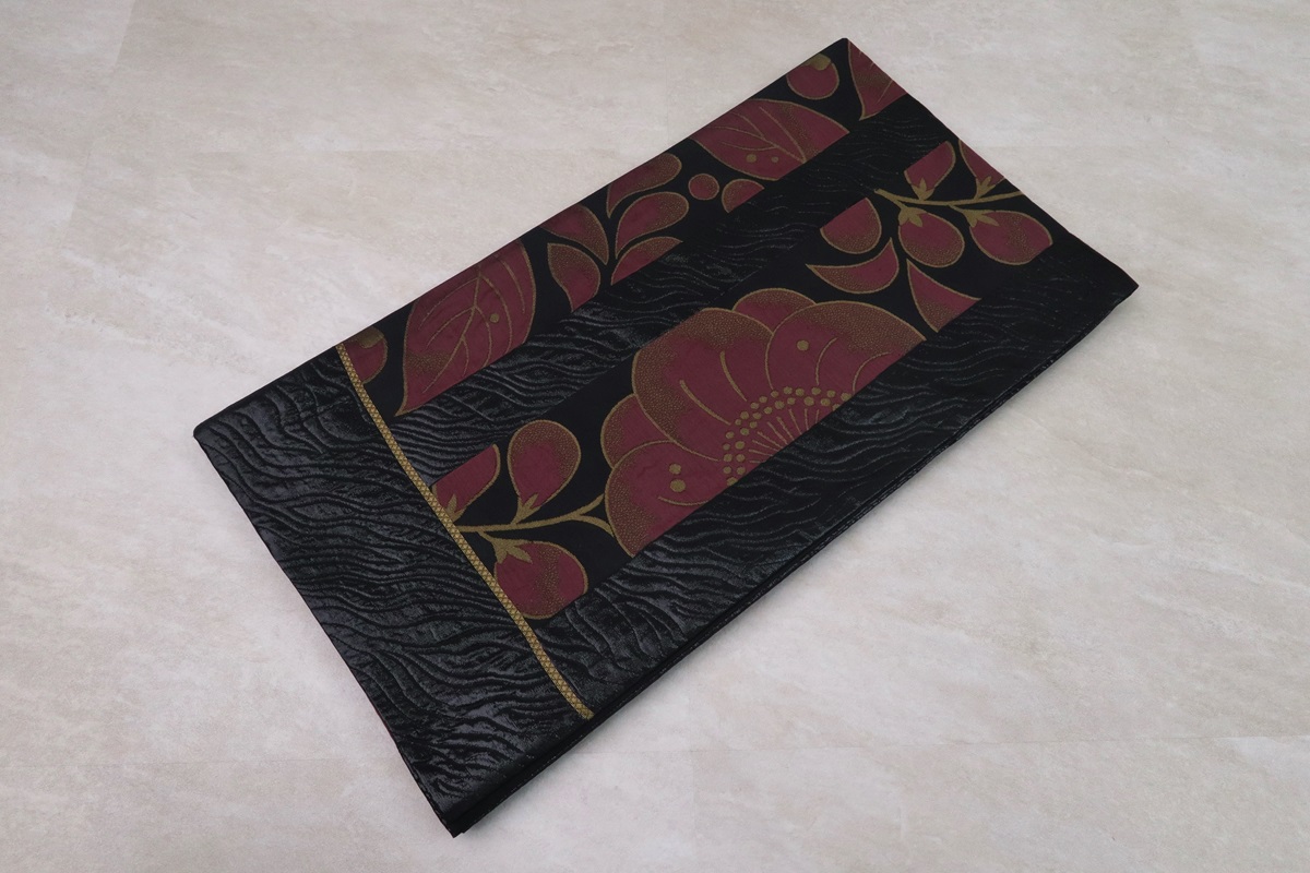 袋帯【正絹】振袖用 RO-2407MO2ワイン黒