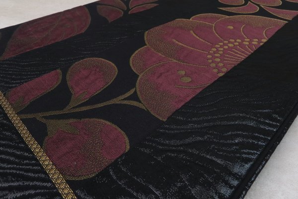 袋帯【正絹】振袖用 RO-2407MO2ワイン黒 - 画像 (3)