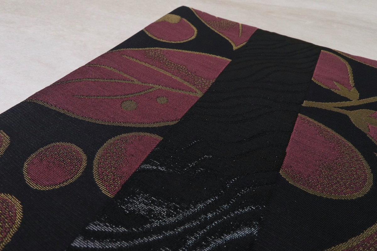 袋帯【正絹】振袖用 RO-2407MO2ワイン黒 - 画像 (2)