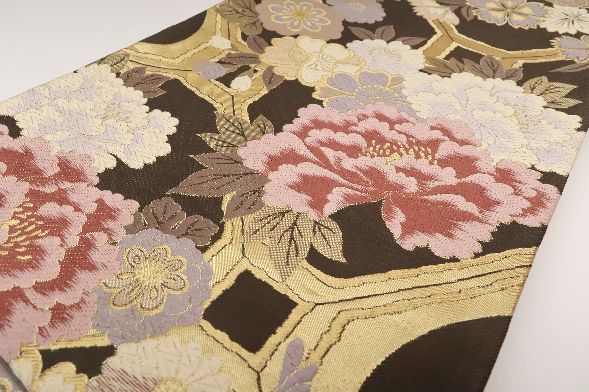 袋帯【正絹】振袖用 RO2409-MO03 こげ茶 - 画像 (3)