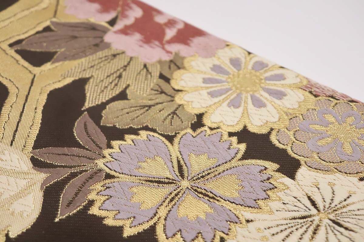 袋帯【正絹】振袖用 RO2409-MO03 こげ茶 - 画像 (2)