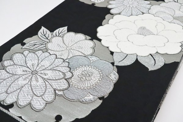 袋帯【正絹】振袖用RO2310-io01黒白 - 画像 (3)