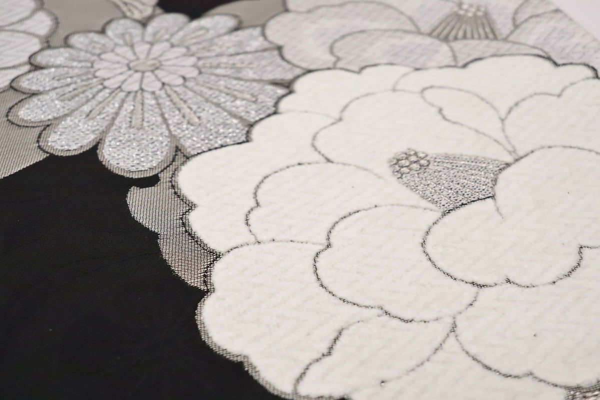 袋帯【正絹】振袖用RO2310-io01黒白 - 画像 (4)