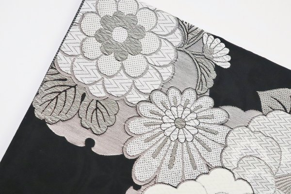 袋帯【正絹】振袖用RO2310-io01黒白 - 画像 (2)