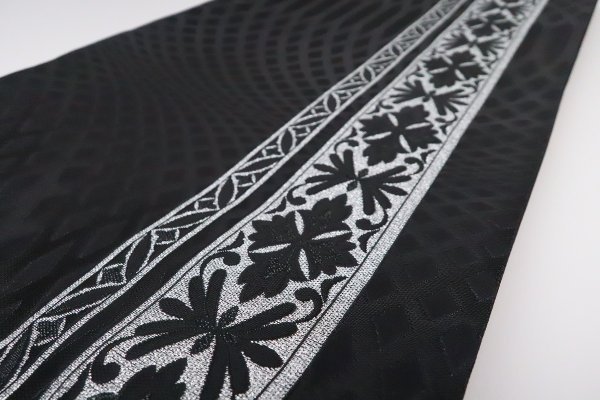 袋帯【正絹】振袖用 RO2409-MO10 黒銀 - 画像 (3)