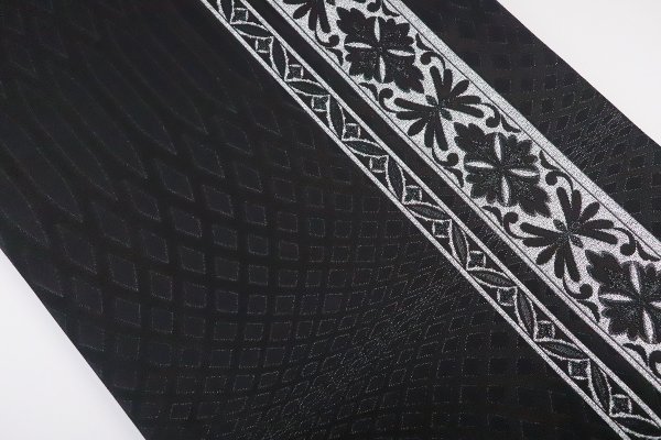 袋帯【正絹】振袖用 RO2409-MO10 黒銀 - 画像 (4)