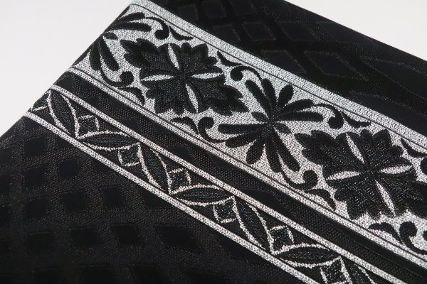 袋帯【正絹】振袖用 RO2409-MO10 黒銀 - 画像 (2)