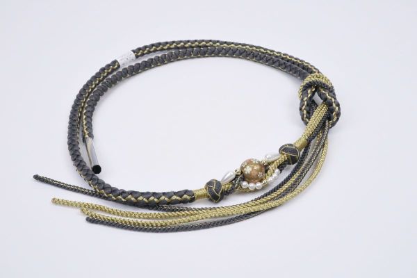 帯〆組みひも 小田巻トンボ玉 KOJ-2410a グレー