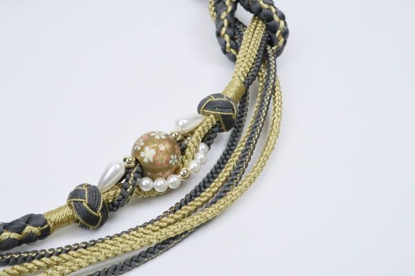 帯〆組みひも 小田巻トンボ玉 KOJ-2410a グレー - 画像 (2)