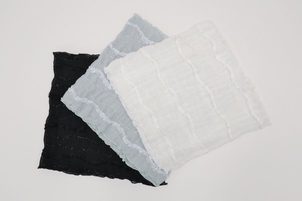 【SALE】化繊モールフリル透け感 帯揚 アムールパフ -残りブラックのみ-