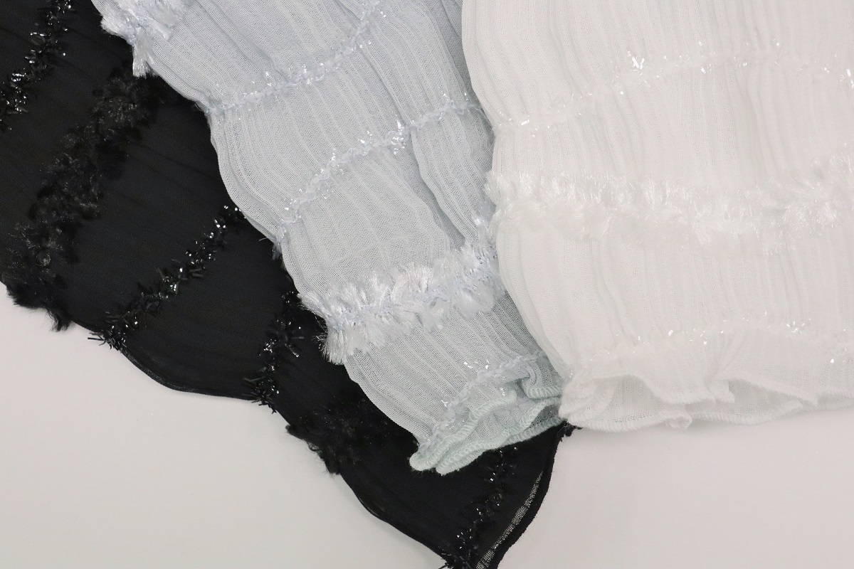 【SALE】化繊モールフリル透け感 帯揚 アムールパフ -残りブラックのみ- - 画像 (2)