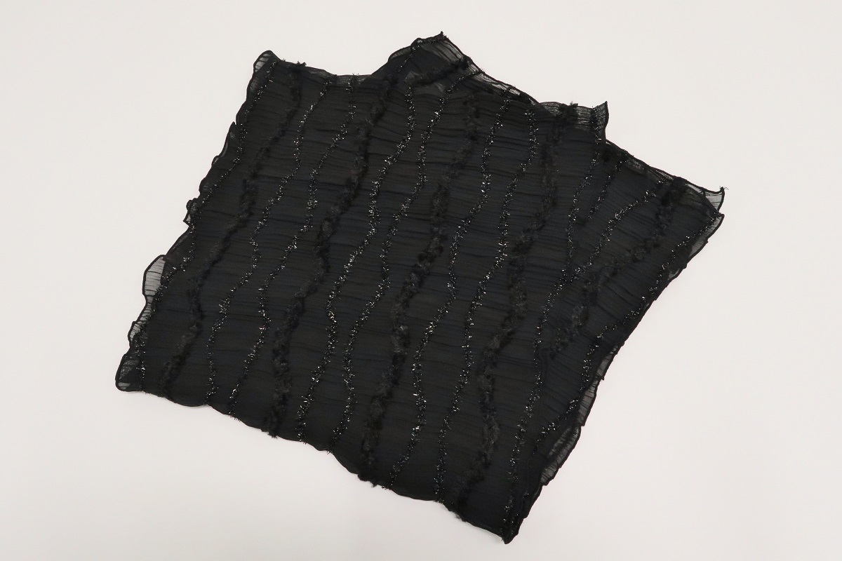 【SALE】化繊モールフリル透け感 帯揚 アムールパフ -残りブラックのみ- - 画像 (3)