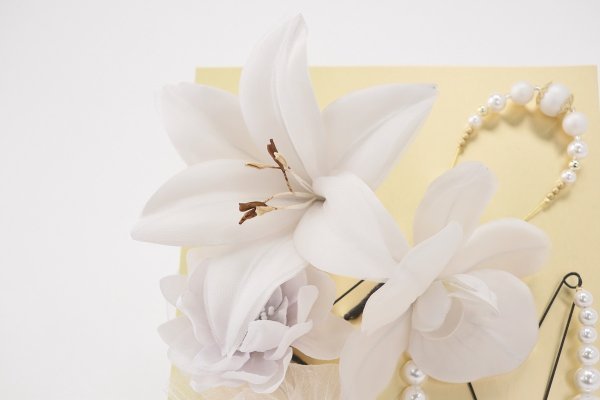 髪飾り大人用 400-976 ユリにパール-3色展開- - 画像 (3)