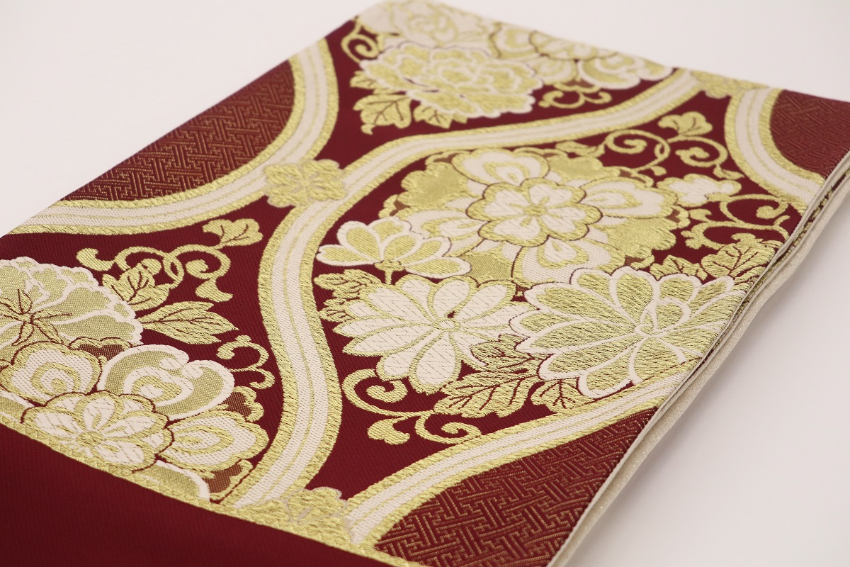 【アウトレット】袋帯【正絹】振袖用 RO0525-Od03えんじ - 画像 (2)